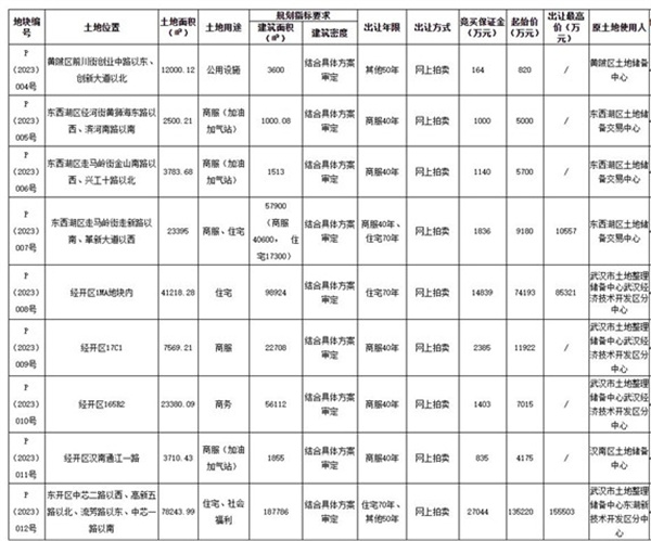 武汉今年首场土拍推出9宗地块