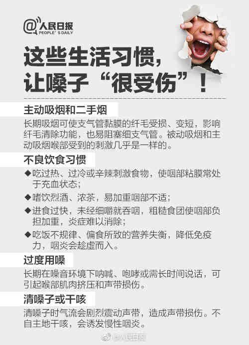 友友们！注意啦！医生提醒不要频繁清嗓子