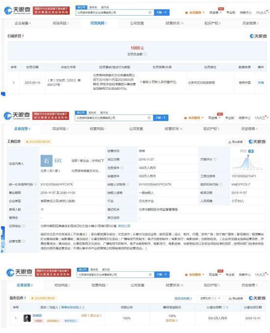 张靓颖公司涉嫌违规被罚 由张靓颖全资持股