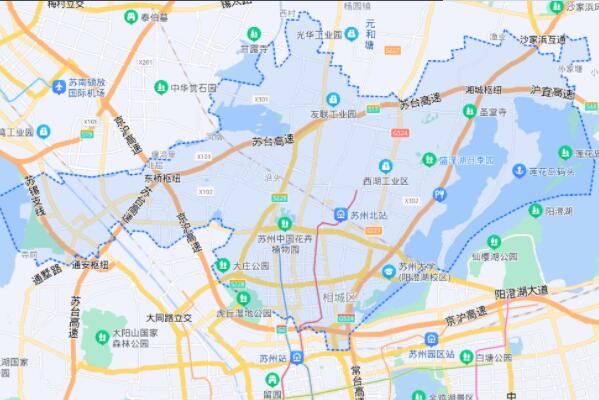 苏州市五个区面积排名，丝绸之府排第一，第二水域面积破千