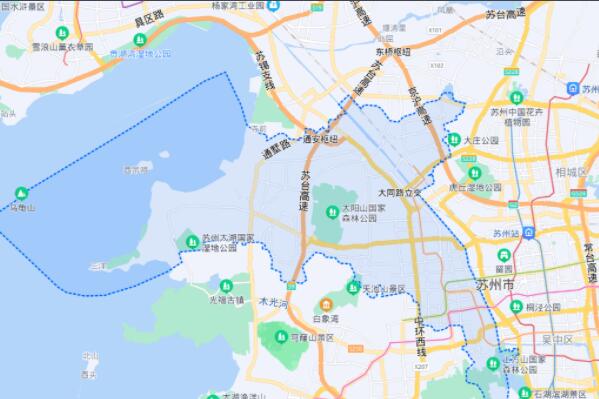 苏州市五个区面积排名，丝绸之府排第一，第二水域面积破千
