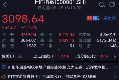 沪指高开回落涨1.13%