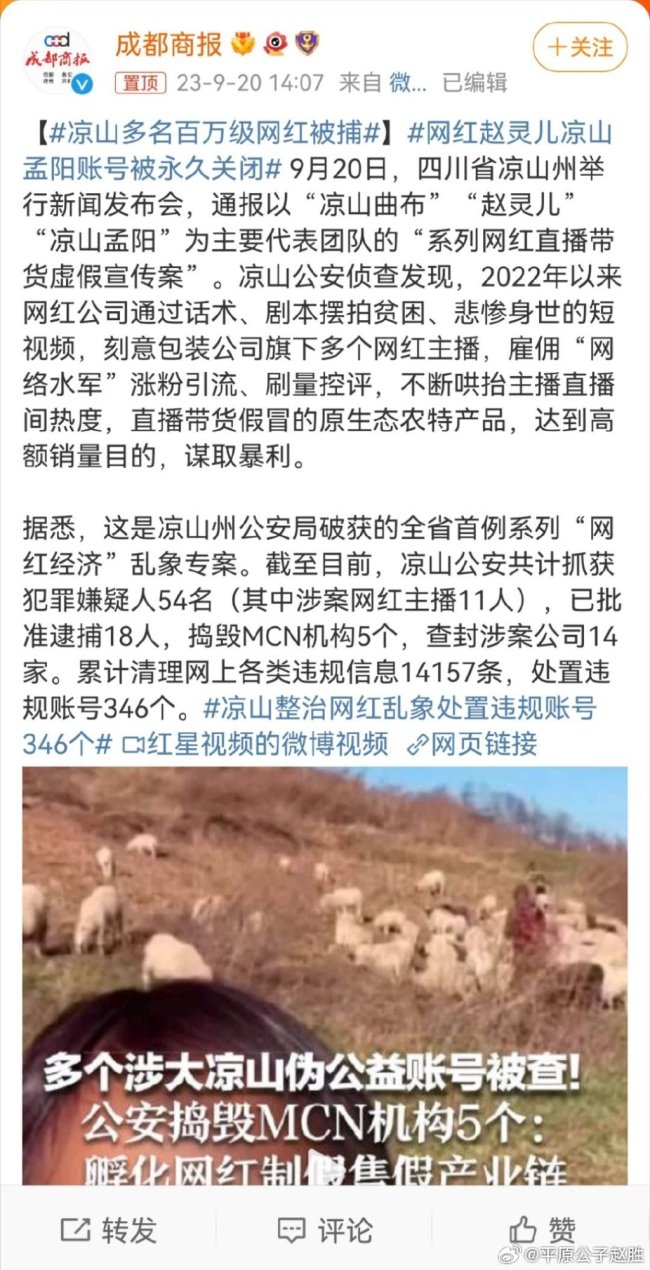 嚯！凉山多名百万级网红被捕