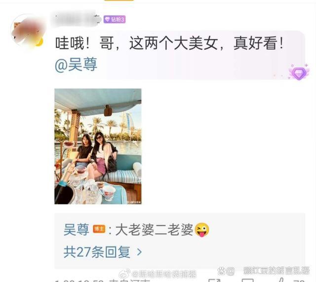 吴尊称呼女儿二老婆 被网友怼"迷惑发言"被指不尊重女性？