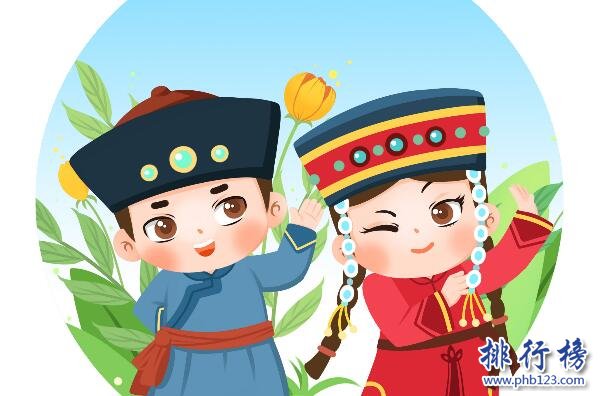 中国少数民族人口数排名前十，满族分布广泛，第一出现在岭南