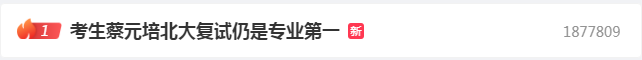 考生蔡元培北大复试仍是专业第一 网友：这个名字没取错！