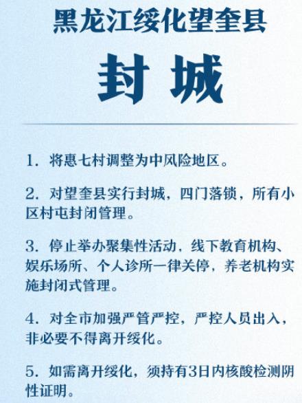 黑龙江望奎县封城了吗？望奎县封城到什么时候