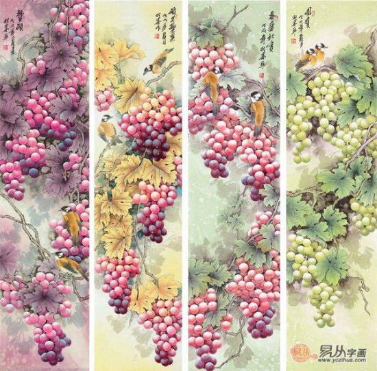 客厅沙发墙上不是知道挂什么？这些手绘花鸟画，一见倾心