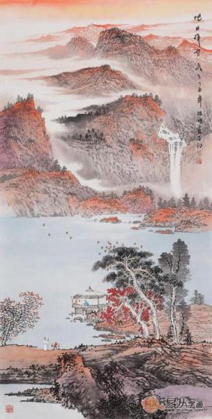 玄关墙装饰画一幅山水画让整个墙面格外有生机
