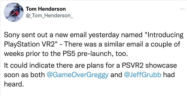 索尼分发PSVR2介绍邮件 舅舅党分析或将举办展示会