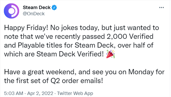 Steam Deck超2000款游戏验证通过 爽玩大作还在增加