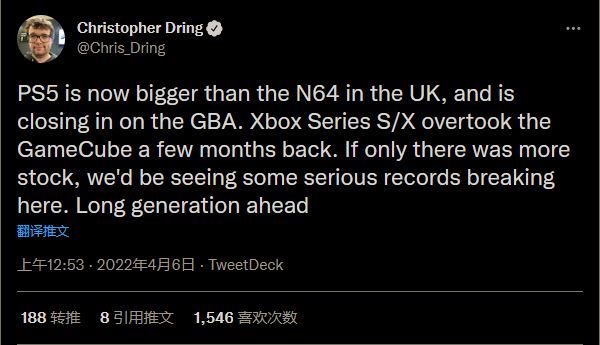 PS5在英国销量可观 总销量已经接近任天堂GBA掌机