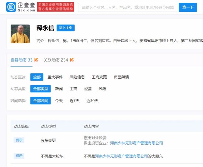 释永信退出少林寺控股公司 少林寺买地事件回顾
