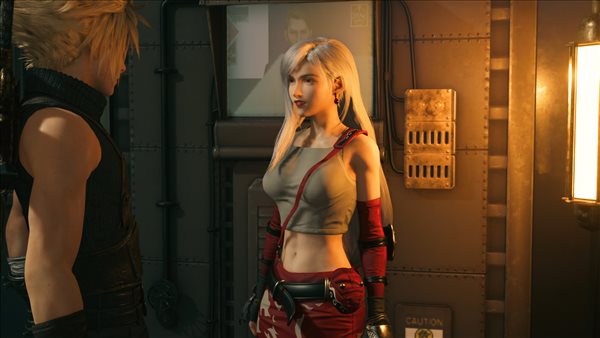 《FF7：重制版》蒂法新MOD 天野喜孝画风白发红裙