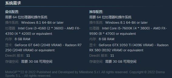 竞速新作《摩托GP 22》上市宣传片 Steam售价199元