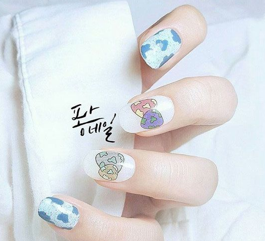 韩国清新美甲 清新美甲图片