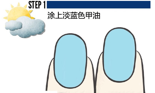 蓝天白云美甲 时尚美甲步骤