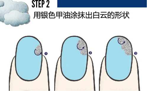 蓝天白云美甲 时尚美甲步骤