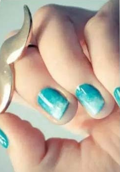 海洋美甲 蓝色美甲图片
