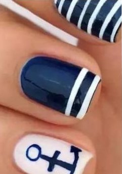 海洋美甲 蓝色美甲图片