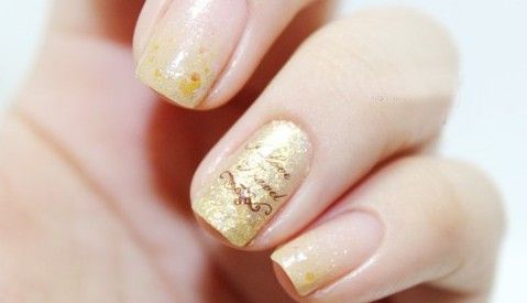 金色渐变美甲 美甲渐变教程
