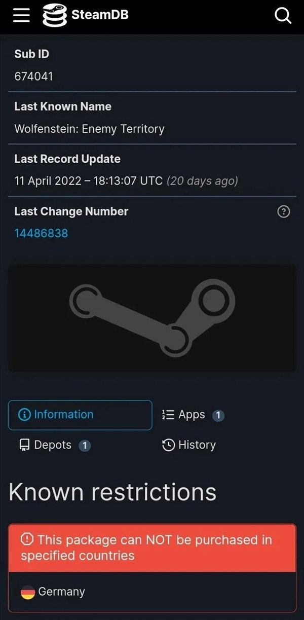 疑《重返德军总部：敌区》Steam德区被禁 敏感元素