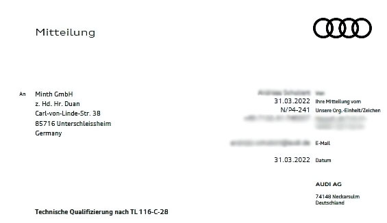 敏实集团成首家获大众TL116 C28认证的亚洲企业