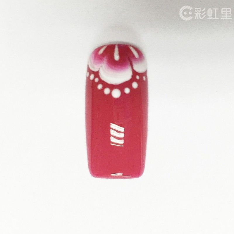 美甲排笔彩绘 堇色花边美甲教程