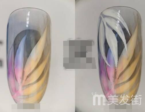 彩色叶子美甲图片 手绘叶子美甲教程