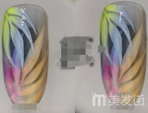 彩色叶子美甲图片 手绘叶子美甲教程