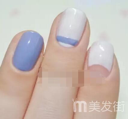 夏季韩系小清新美甲 彩色条纹美甲教程
