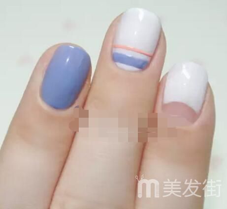 夏季韩系小清新美甲 彩色条纹美甲教程