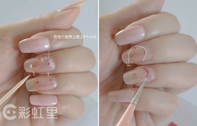 简单美甲diy 红色桃心美甲教程
