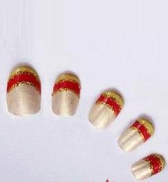 拼接金色美甲 美甲diy教程图解