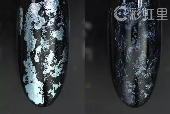 亮片美甲图片 星空贴纸美甲教程