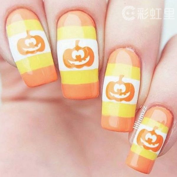 卡通美甲 南瓜美甲图片