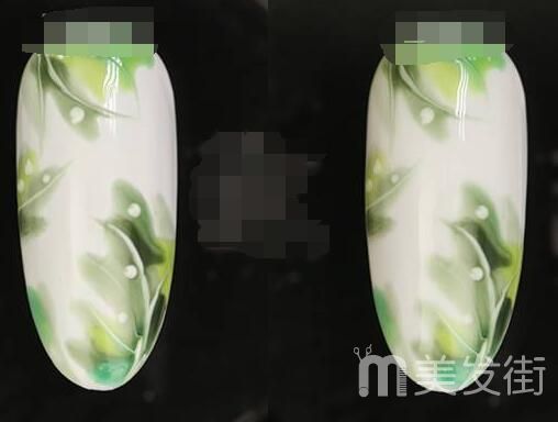 绿色晕染美甲 花卉晕染美甲教程
