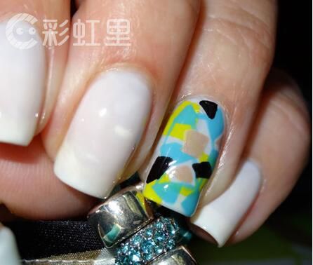 色块拼接美甲 拼色美甲教程