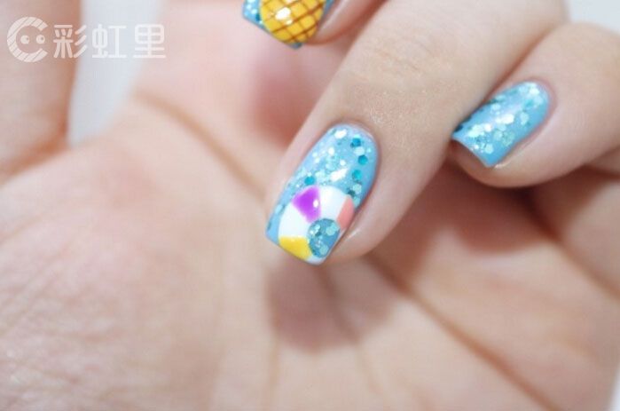菠萝美甲 海洋风美甲教程