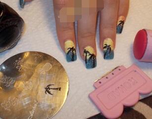 海滩美甲图片 度假风美甲教程