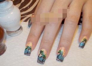 海滩美甲图片 度假风美甲教程