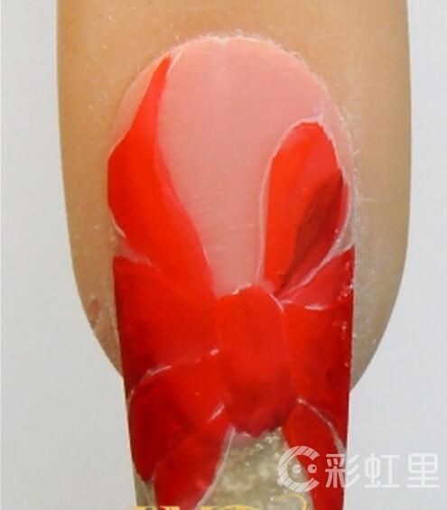 手绘蝴蝶结美甲 美甲教程步骤图片