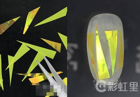 彩虹美甲晕染 玻璃碎美甲教程