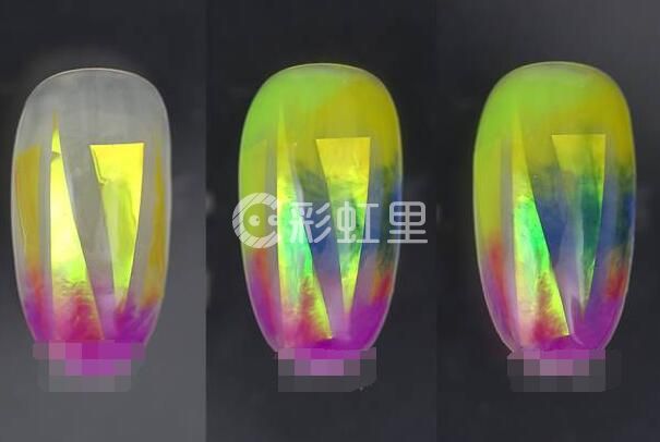 彩虹美甲晕染 玻璃碎美甲教程