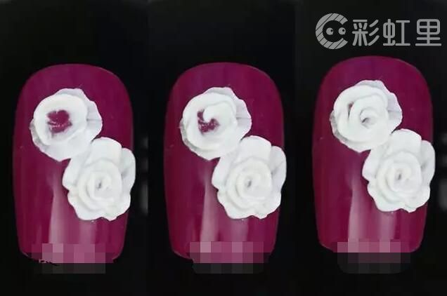 美甲画玫瑰 美甲雕花教程