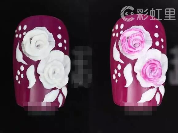 美甲画玫瑰 美甲雕花教程