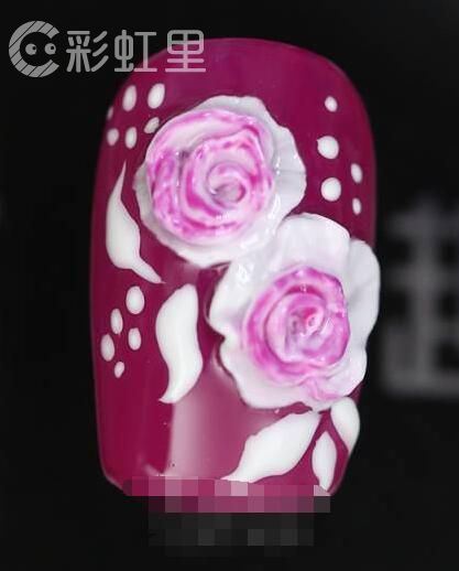 美甲画玫瑰 美甲雕花教程