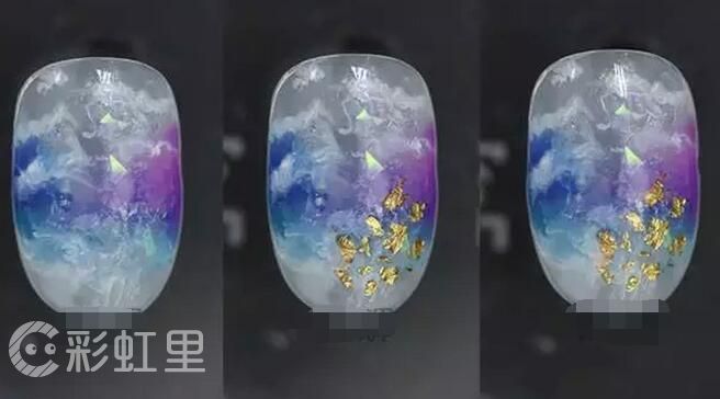 秋季晕染美甲 金色亮片美甲教程