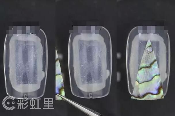 贝壳纸美甲图片 幻彩贴纸美甲教程