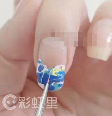 韩国法式美甲蓝色 大海水滴美甲教程